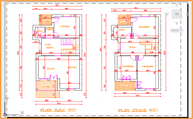 Three Bedroom Family House Plan Drawing With Interior Layout