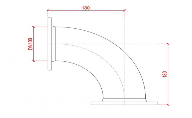  flanged bend 90° ductile iron DN100mm