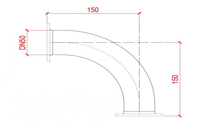  flanged bend 90° ductile iron DN50mm