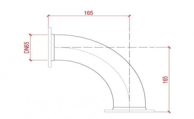  flanged bend 90° ductile iron DN65mm