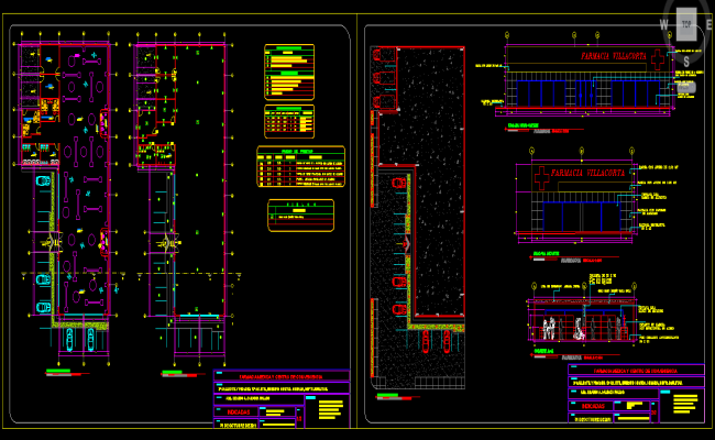 Pharmacy Building Design with Floor Plan and Sectional CAD Layout File