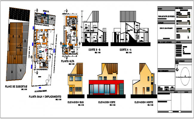Residential Building AutoCAD DWG Plan with Elevation and Sections