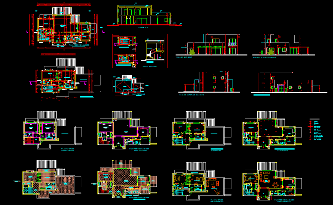 Villa AutoCAD DWG File with Floor Plans Sections and Layout Design
