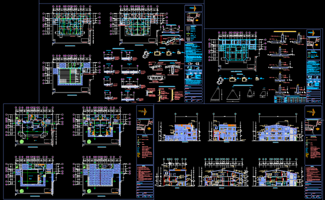 Bungalow AutoCAD DWG File with Floor Plans and Structural Layouts