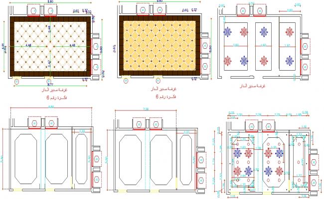 Flooring Drawings in AutoCAD with Tile Pattern and Layout Details