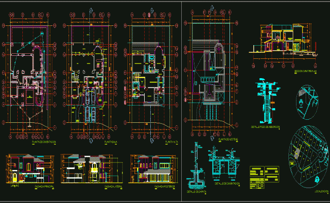 Modern Bungalow 2D Architectural Layout with Complete Floor Plans