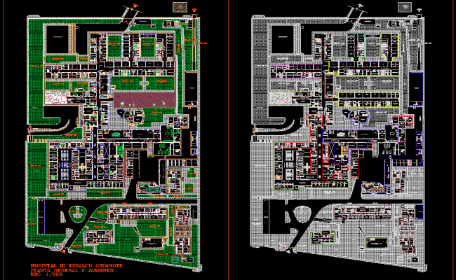 Hospital Building Plan with Detailed Medical Facility Layout DWG