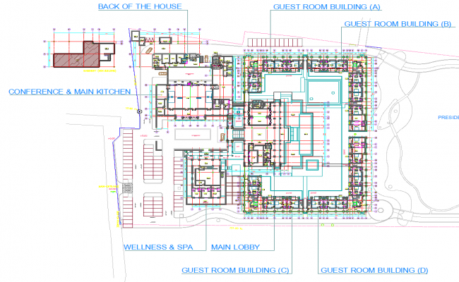 Luxury Hotel Master Plan CAD Drawing File with Layout Details