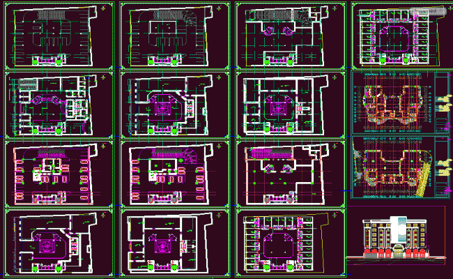 Hotel Building CAD DWG for Architectural and Interior Design Layouts