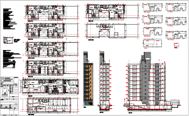 3 BHK Apartment Building AutoCAD DWG with Floor Plans and Sections