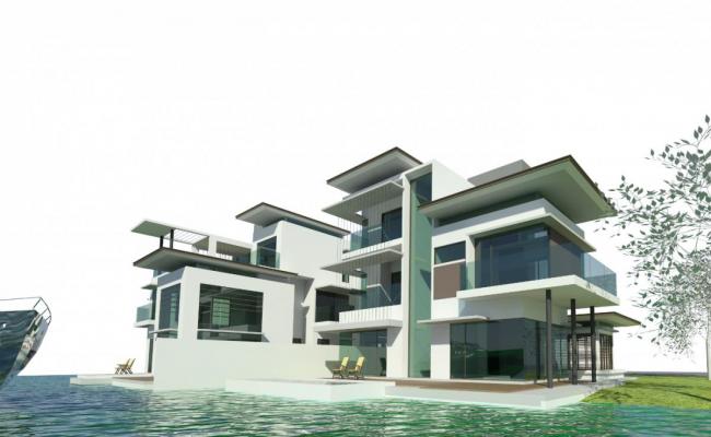 Modern Bungalow AutoCAD DWG File with 3D Rendered Architectural View