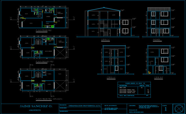 Three Floor Bungalow AutoCAD DWG File with Elevation and Section