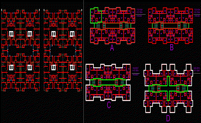 Apartment Plan AutoCAD Drawing with Cluster and Block Layouts