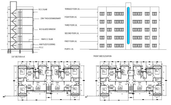 1 BHK Apartment project for DWG file 