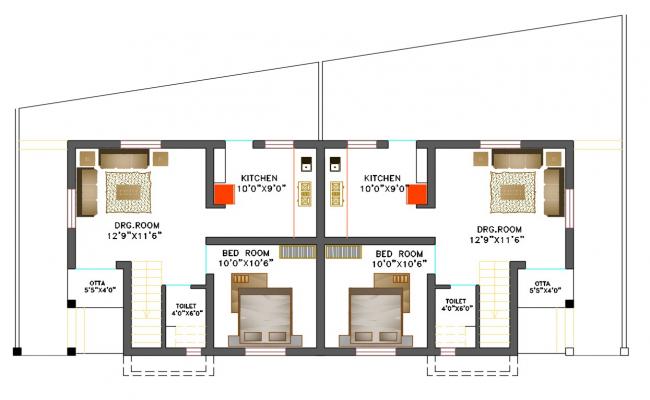 1 BHK House Plan DWG File