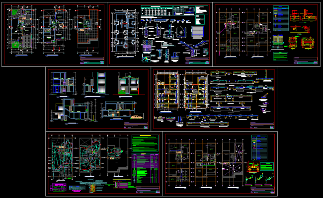 Modern House AutoCAD DWG File with Floor Plans and Working Layouts