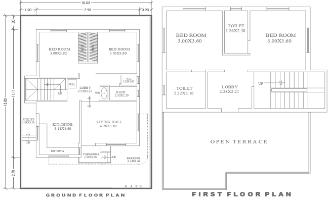 10.5mx15m 4BHK Ground and First Floor House Design
