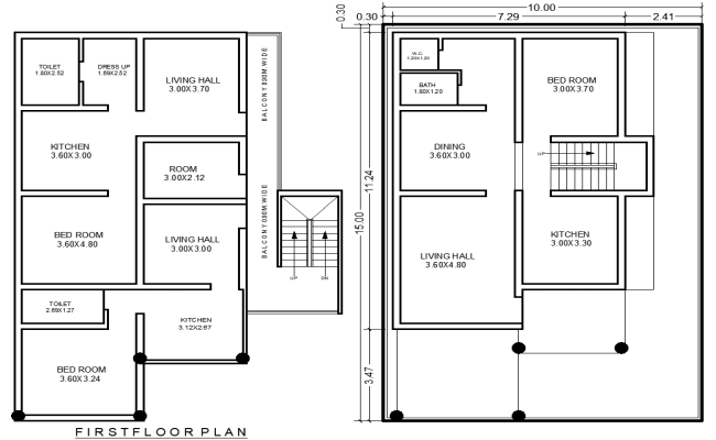 10mx15m First Floor 4BHK House Plan in AutoCAD DWG File