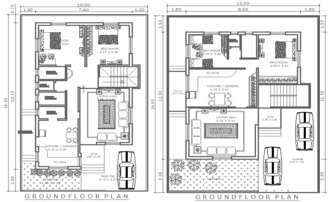 Download 10x16m 2BHK Home Design DWG AutoCAD Format