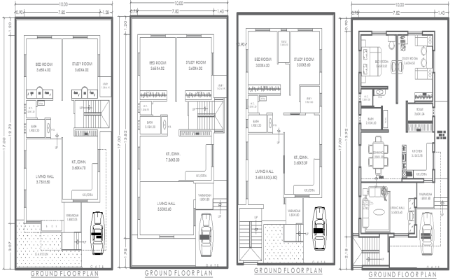 10x17m House Design with Multi Ground Floor in DWG File