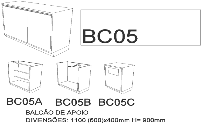 1100X400 MM Apolo Counter plan and 3D view DWG AutoCAD drawing