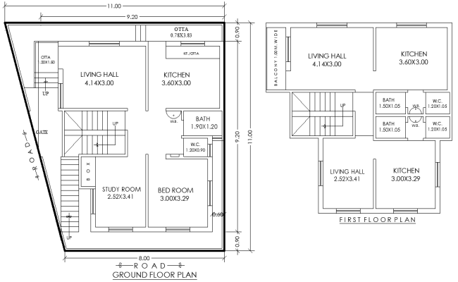 11m×11m Double Floor House Drawing in DWG for CAD Use