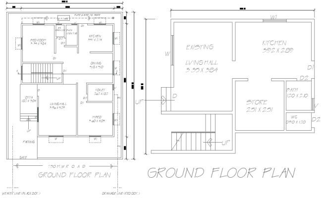 12.19m x 15.24m Ground Floor 2BHK House Plan – AutoCAD DWG File