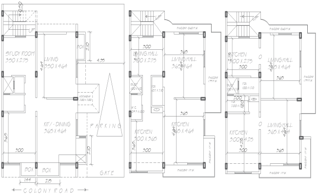 12.64mx11.38m Residential House Plan in DWG Layout File