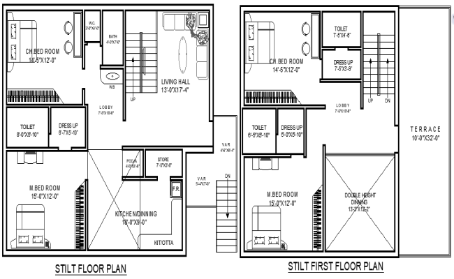 12.95mx10.10m First Floor Residential House Plan DWG File