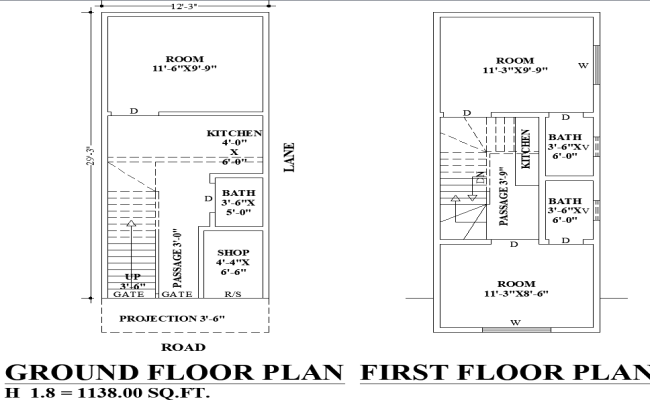 12x32 Compact House Plan with Shop DWG CAD in File