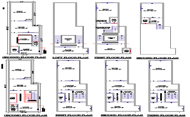 12x60 Two-Storey House DWG Plan with Complete CAD Details