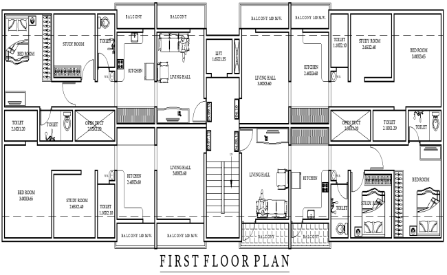 13.3ft to 9.10ft First Floor House Plan Design AutoCAD DWG File