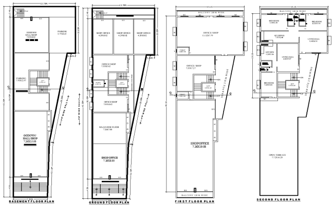 13.78m x 43.35m Shop, Office & house plan With Multi-Level Floor Plan AUTOCAD DWG 