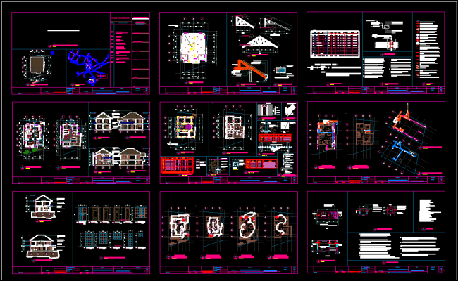 Two Story House Design CAD Drawing with Plans and Elevations