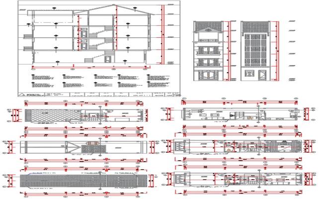 AutoCAD DWG for 14x3 Meter Thin House Structural Plan