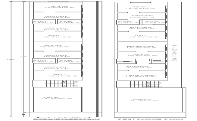 15x120Ft House Plan with Office and Shop Floor Layout