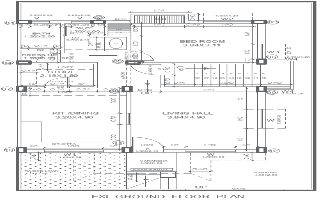 15ftx9.7ft Home Plan DWG File with Ground Floor Layout