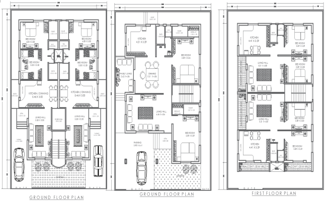 15m×17.50m Ground First Floor House Plan DWG Design