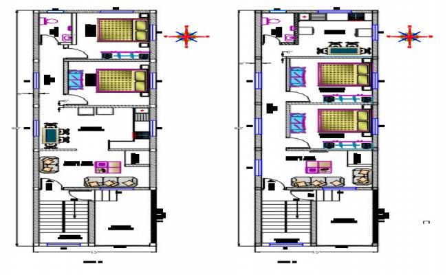 15 x 60 feet House plan drawing dwg file