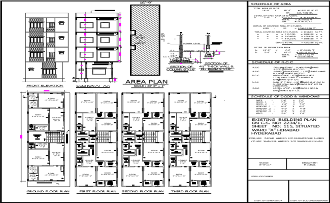 16.9x65.3 Feet Fourth Floor Layout with Elevation View