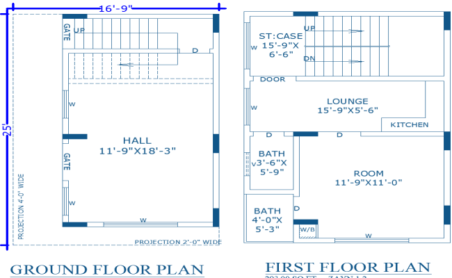 Compact 16.9×25 House Layout plan in CAD DWG Format
