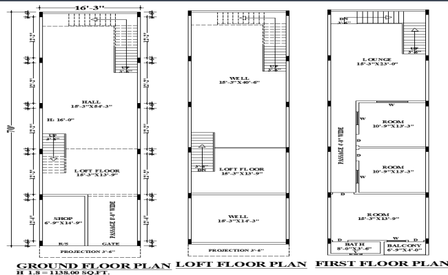 16x73 Multi-Storey DWG Drawing with Commercial Floor Layouts