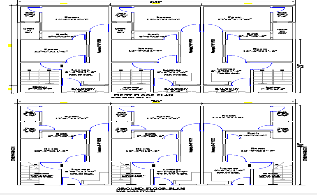 17x43 Twin House DWG File with Compact Duplex Layout