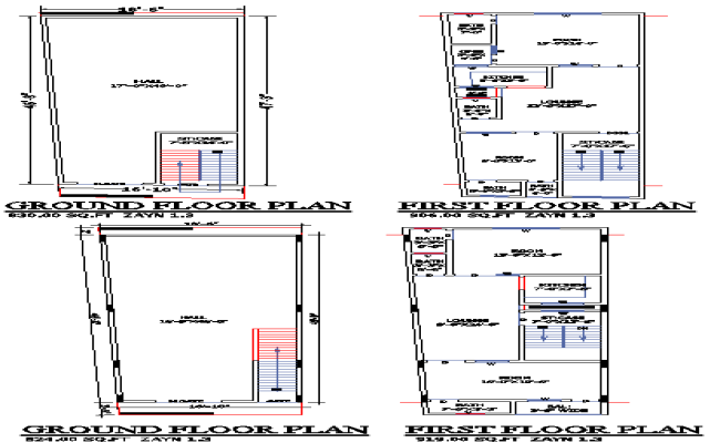 18x46 House Plan Featuring 2 Unique Home Designs DWG File