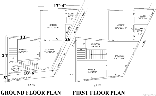 18x26 Two-Story Commercial Plan in AutoCAD DWG File
