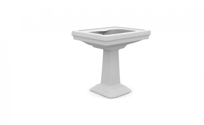 3D Washbasin AutoCAD DWG File with Sanitary Design and Rendered View