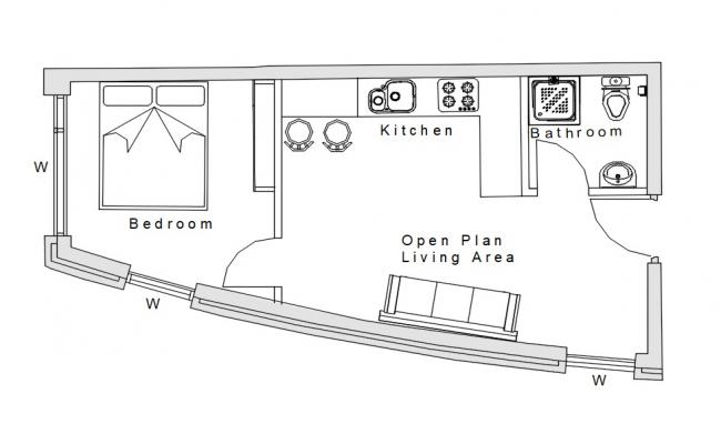 1BHK Apartment Design DWG File