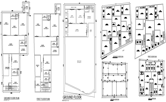 1-room basic home layout plan in DWG two-floor file