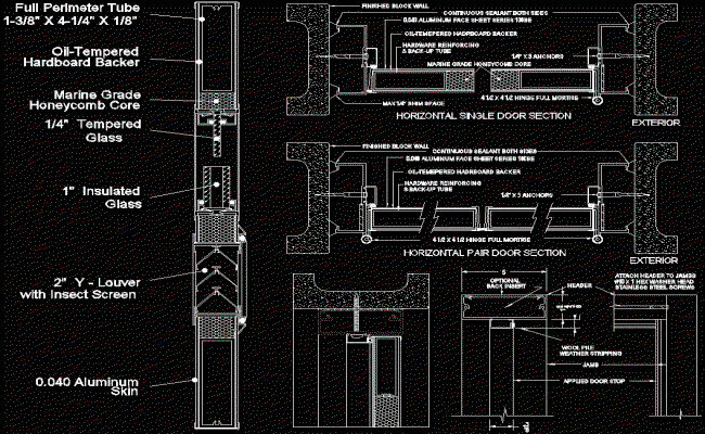 Aluminum Flush Door 2D CAD Drawing File for Architects and Designers