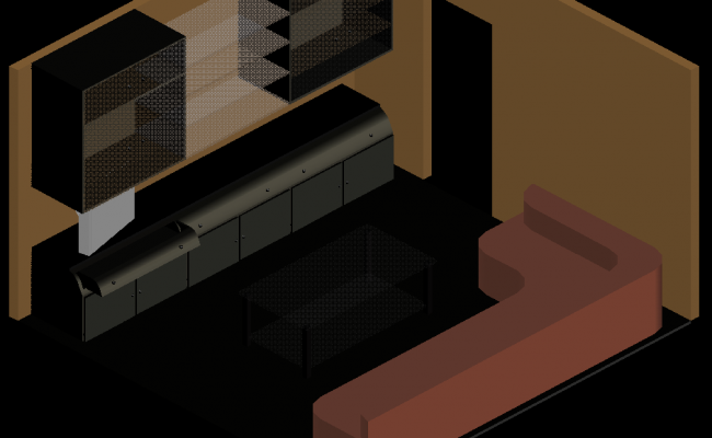 3D Living Room AutoCAD DWG File with Furniture and Interior Layout